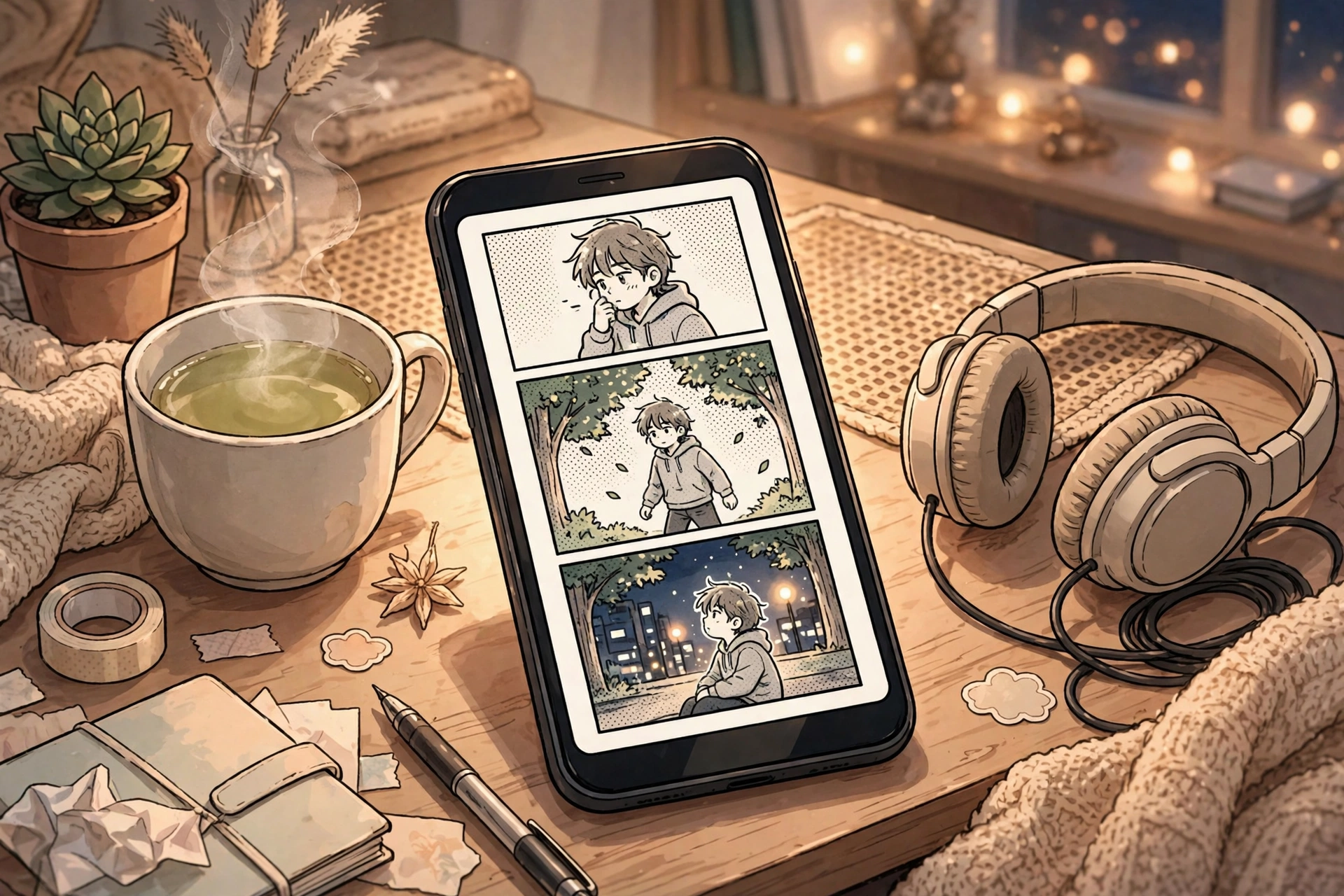 Colorful manhwa webtoon art showcasing Korean comics