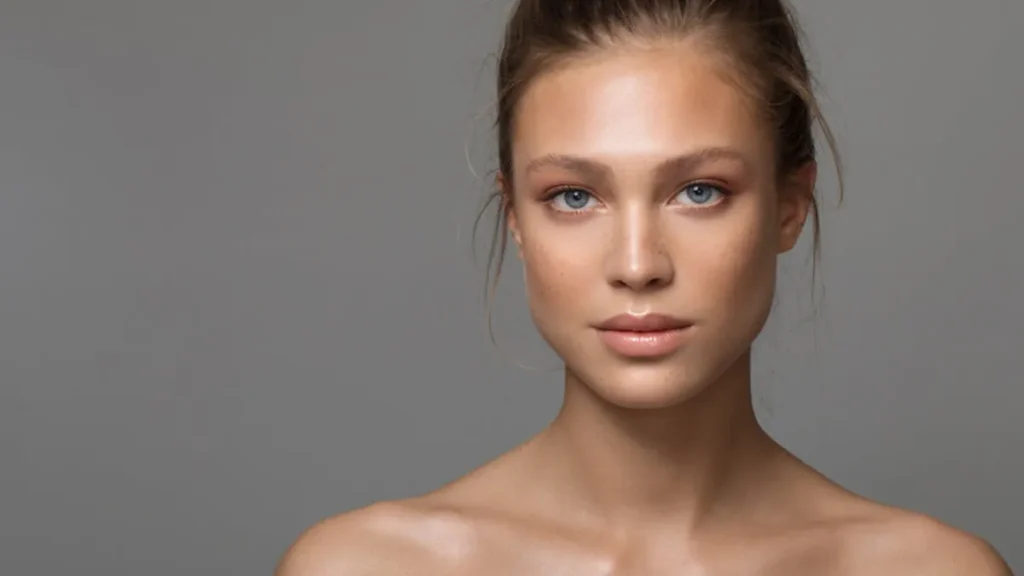 Young woman with soft natural makeup in gentle lighting