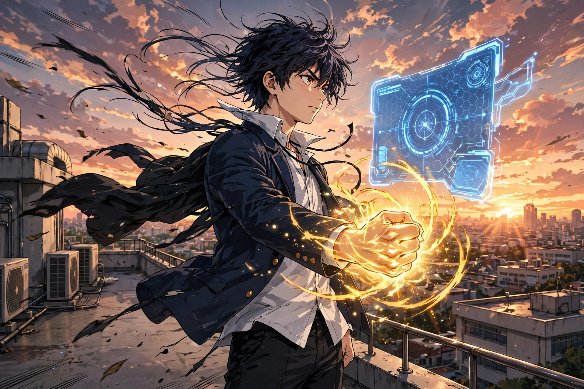 Anime-style gamer quest illustration